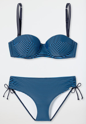 Bandeau underwire bikini soft cups variable straps stripes midi bottoms adjustable sides aquarium - Ocean Dive