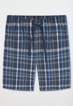 Bermuda shorts short woven fabric indigo chequered - Mix+Relax