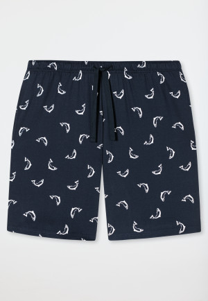 Bermuda shorts fine interlock organic cotton fish dark blue - Mix & Relax
