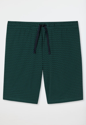 Bermuda in Interlock di cotone biologico finemente lavorato con fantasia, verde scuro - Mix+Relax