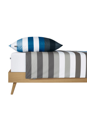 Beddengoed 2-delig fijne bever blauw gestreept - Schiesser Home