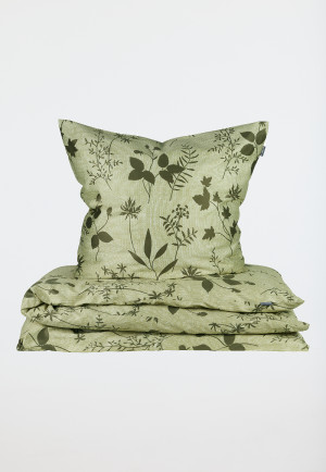 Bettwäsche 2-teilig floral grün gemustert - Satin