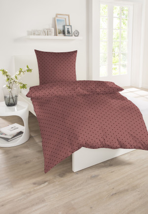 Biancheria da letto in raso, due pezzi, con fantasia di colore rosso chiaro: SCHIESSER Home