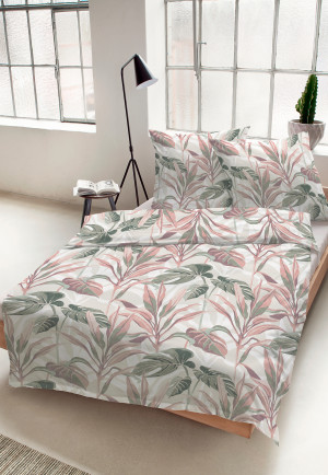 Parure de lit 2 pièces en satin motif tilleul - SCHIESSER Home