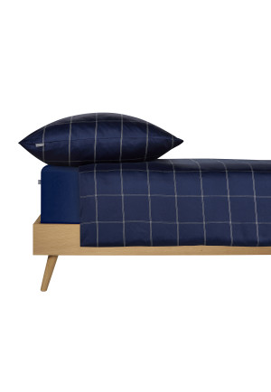 Bettwäscheset zweiteilig Satin dunkelblau kariert - SCHIESSER Home