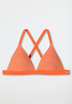 Top a triangolo per bikini con coppe removibili, spalline regolabili, a righe, arancione - Mix & Match Reflections