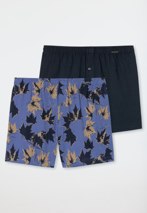 Boxershort 2-pack jersey effen dessin bladeren veelkleurig - Fun Prints