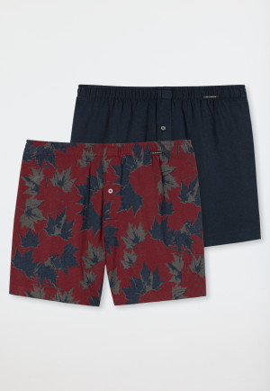 Boxershort 2-pack jersey effen dessin bladeren veelkleurig - Fun Prints