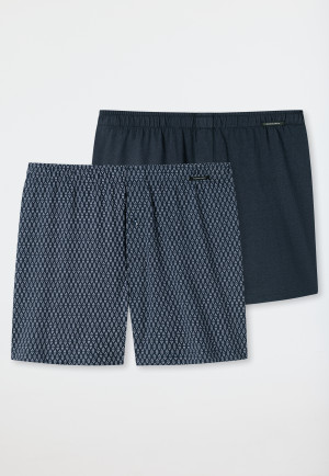 Boxer shorts 2-pack jersey solid patterned triangles dark blue - Boxershorts Multipacks