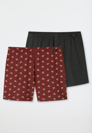 Confezione da 2 boxer in jersey con fantasia di aeroplano di carta, marrone/rosso - Boxershorts Multipacks