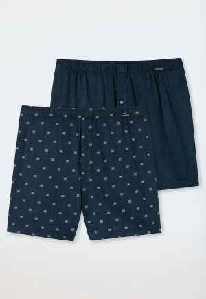 Boxershorts 2er-Pack Jersey uni gemustert Wellen blau - Fun Prints