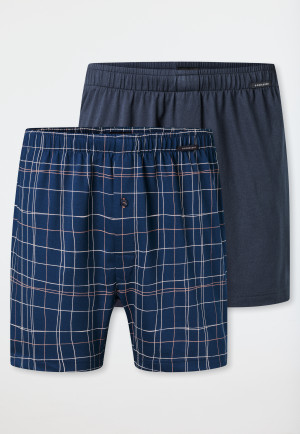 Boxershorts 2er-Pack Jersey uni/ kariert - Boxershorts Multipacks