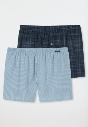 Boxer shorts 2-pack checked pattern dark blue/light blue - Fun Prints