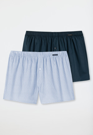 Boxershorts 2er-Pack Webware uni gestreift mehrfarbig - Fun Prints
