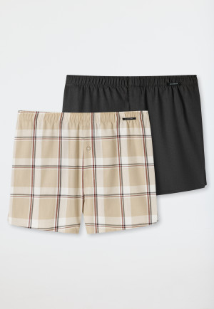 Confezione da 2 boxer in tessuto tramato in tinta unita a quadri, multicolore - Boxershorts Multipacks