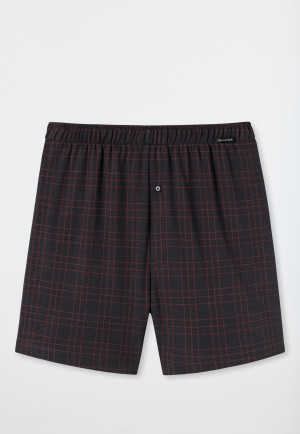Boxer in raffinato interlock con fantasia, antracite/rosso - Fine Interlock