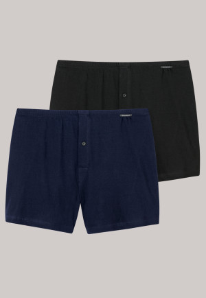 Boxershorts Jersey 2er-Pack uni schwarz/ dunkelblau - selected! premium