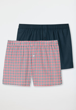 Boxershorts Webware 2er-Pack Karos dunkelblau/ mehrfarbig - Boxershorts Multipacks