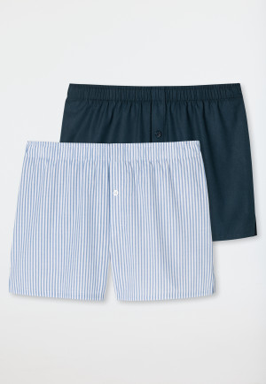 Boxershorts Webware 2er-Pack Streifen dunkelblau/ mehrfarbig - Boxershorts Multipacks