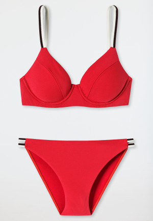 Beugelbikiniset, verstelbare bandjes, minislip, rib-look, rood - Underwater