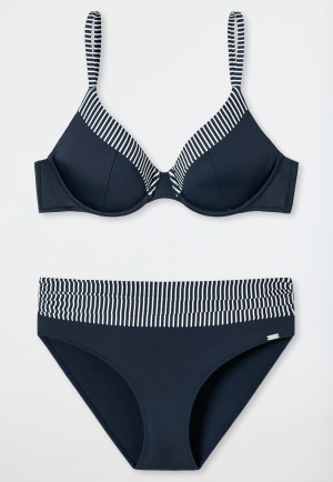 Bügel-Bikini verstellbare Träger Midi-Slip dunkelblau - Ocean Dive