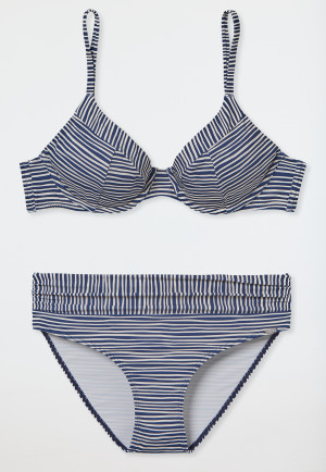 Underwire bikini adjustable straps midi briefs multicolored striped - Ocean Dive