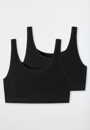 Bustier 2-pack without cups organic cotton black - 95/5