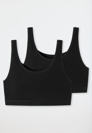 Bustier 2er-Pack ohne Cups Organic Cotton schwarz - 95/5