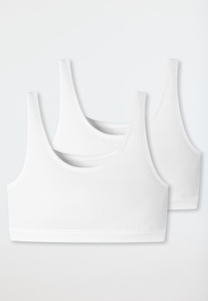 Bustier 2-pack without cups organic cotton white - 95/5