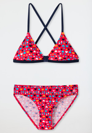 Bustier-bikini tricot SPF 40+ ethnisch rood - Nautical Chica