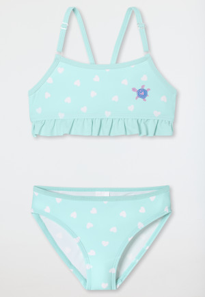 Bustier-Bikini Wirkware recycelt LSF40+ Herzen Schildkröte Rüschen hellgrün - Aqua