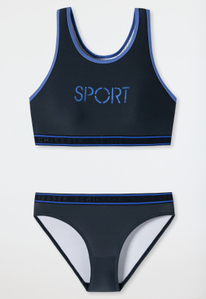 Bustier-bikini tricot gerecycled SPF40+ racerback schoolsport donkerblauw - Diver Dreams