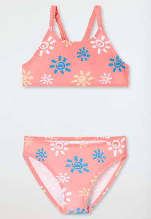 Bustier bikini recycled knitwear SPF40+ sun pink - aqua
