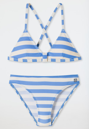 Bustier bikini knitware recycled LSF40+ stripes light blue - Aqua Teen Girls