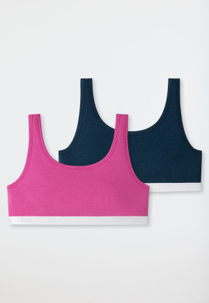 Lot de 2 brassières en coton bio couleur baies / bleu nuit - 95/5