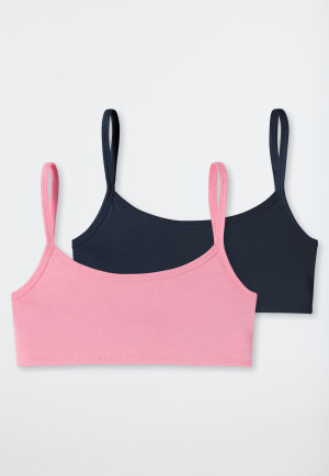 Bustiers 2-pack organic cotton dark blue/pink - 95/5