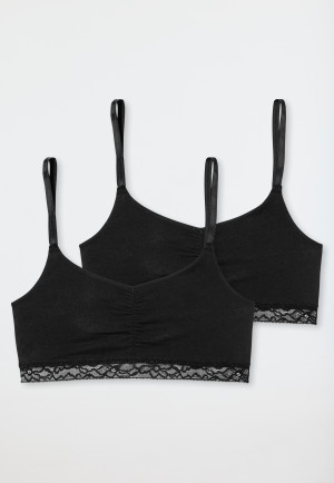 Bustiers 2-pack organic cotton lace black - 95/5