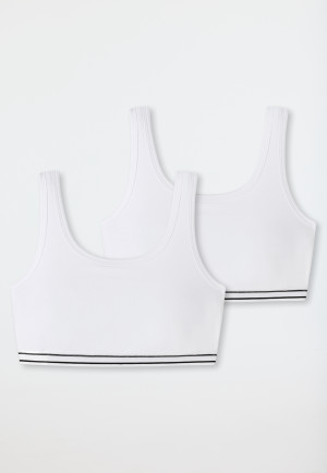 Girls' bustier double pack organic cotton black - 95/5