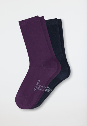 Damensocken 2er-Pack Organic Cotton lila/schwarz - 95/5