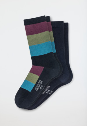 Damensocken 2er-Pack unifarben/geringelt mehrfarbig - Long Life Cool