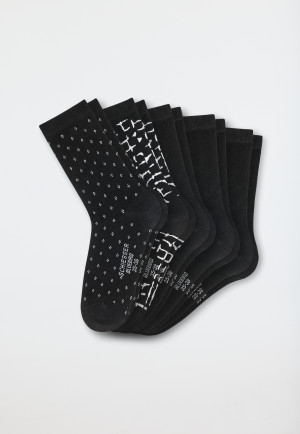 Damensocken 5er-Pack stay fresh uni/gemustert schwarz/weiß - Bluebird