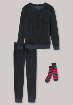 Geschenkset 2-teilig Schlafanzug Socken blauschwarz/ rot - X-Mas Gifting Sets
