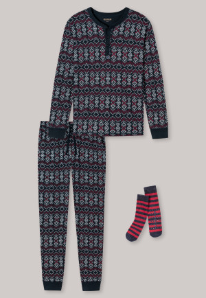 Geschenkset 2-teilig Schlafanzug Socken mehrfarbig gemustert - X-Mas Gifting Sets