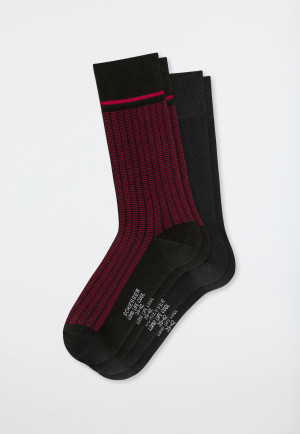 Herrensocken 2er-Pack Pima Baumwolle dunkelrot/ schwarz - Long Life Cool