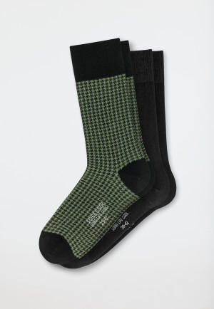 Confezione da 2 paia di calzini da uomo in cotone Pima con fantasia in tinta unita, marrone scuro/verde - Long Life Cool