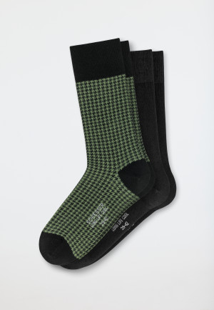 Herrensocken 2er-Pack Pima Baumwolle uni gemustert dunkelbraun/grün - Long Life Cool