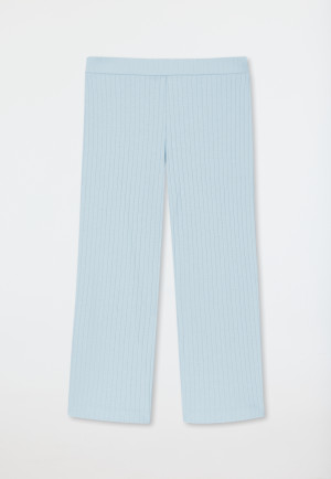 Pantaloni a 3/4 in interlock di cotone biologico, design a coste, tonalità aria - Mix+Relax