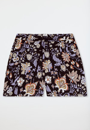 Hose kurz Palmen Blumen schwarz - Mix+Relax