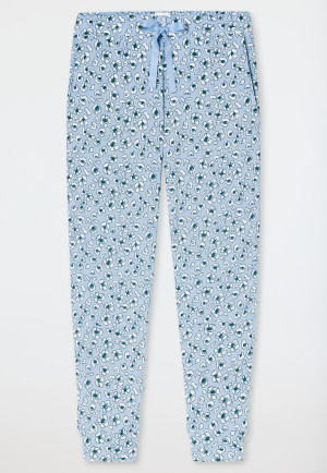 Pants long cuffs flowers leopards light blue - Mix+Relax