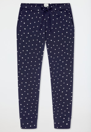 Lange broek manchetten donkerblauw stippen - Mix+ Relax